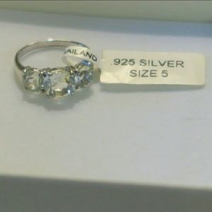 3 Stone Green Amethyst Ring